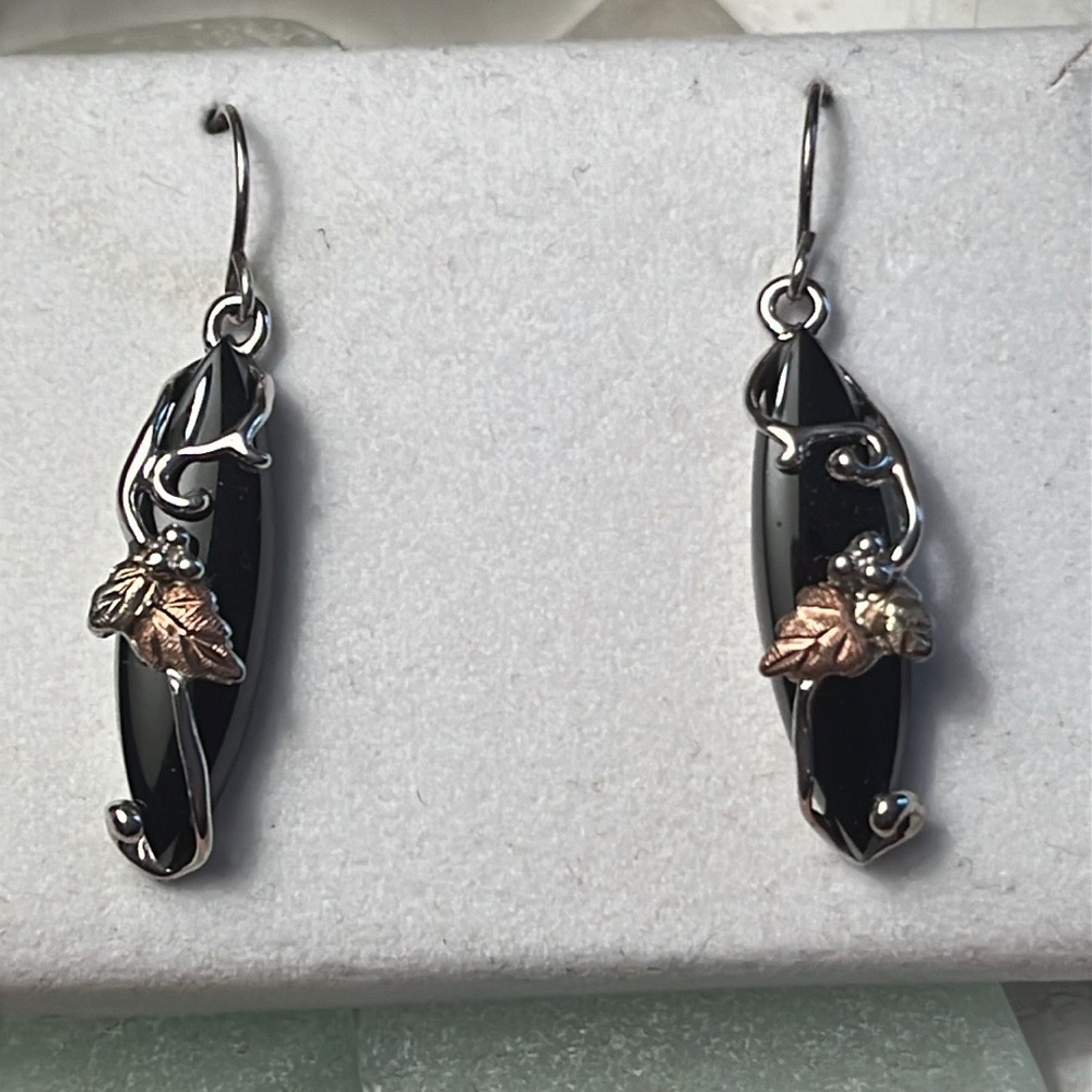 Black Onyx Black Hill Gold Earrings